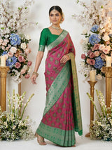 MIMOSA Rani Banarasi Art Silk Saree — pose 9 styling detail