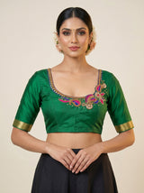 MIMOSA Rani Banarasi Art Silk Saree — blouse close-up