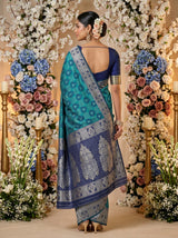 MIMOSA Sapphire Banarasi Art Silk Saree — pose 2 styling detail