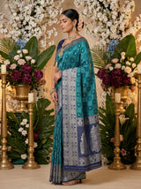 MIMOSA Sapphire Banarasi Art Silk Saree — pose 3 styling detail
