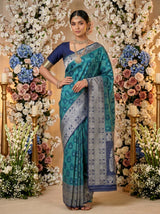 MIMOSA Sapphire Banarasi Art Silk Saree — pose 4 styling detail