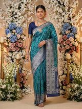 MIMOSA Sapphire Banarasi Art Silk Saree — pose 6 styling detail