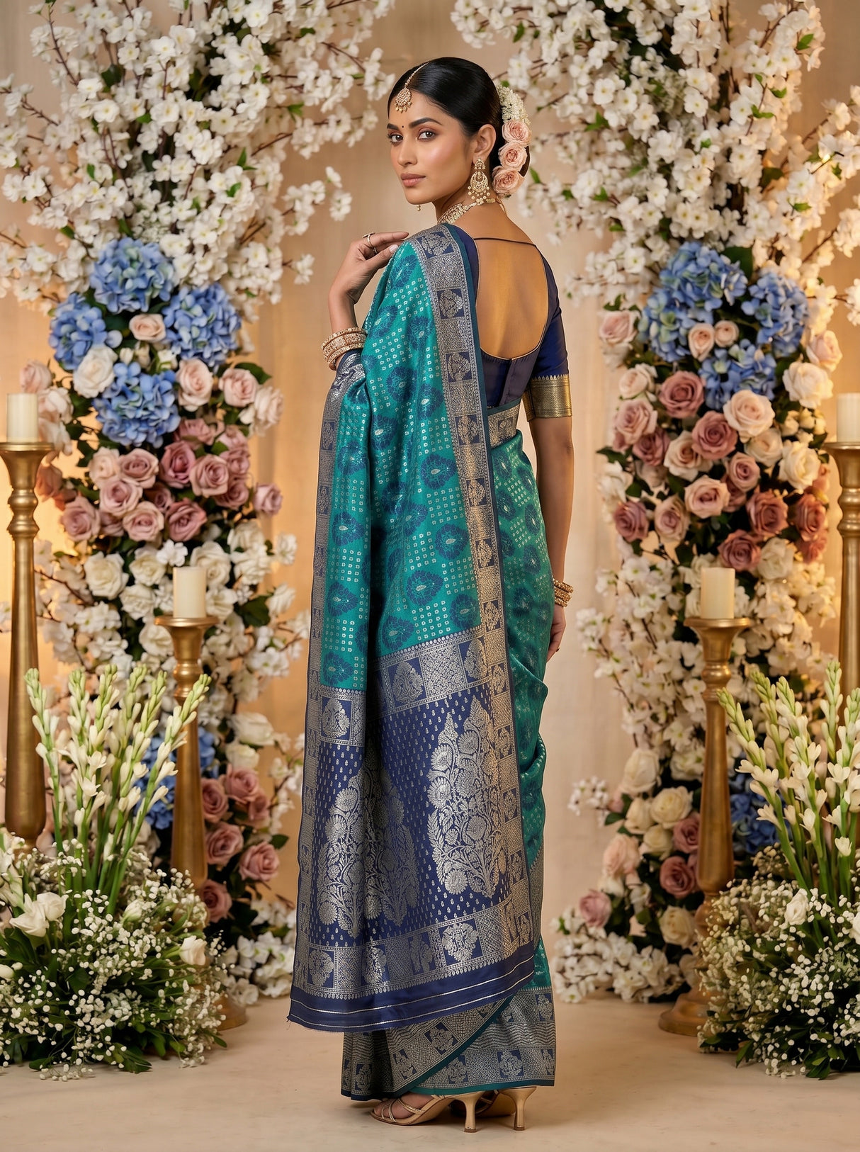 MIMOSA Sapphire Banarasi Art Silk Saree — pose 7 styling detail