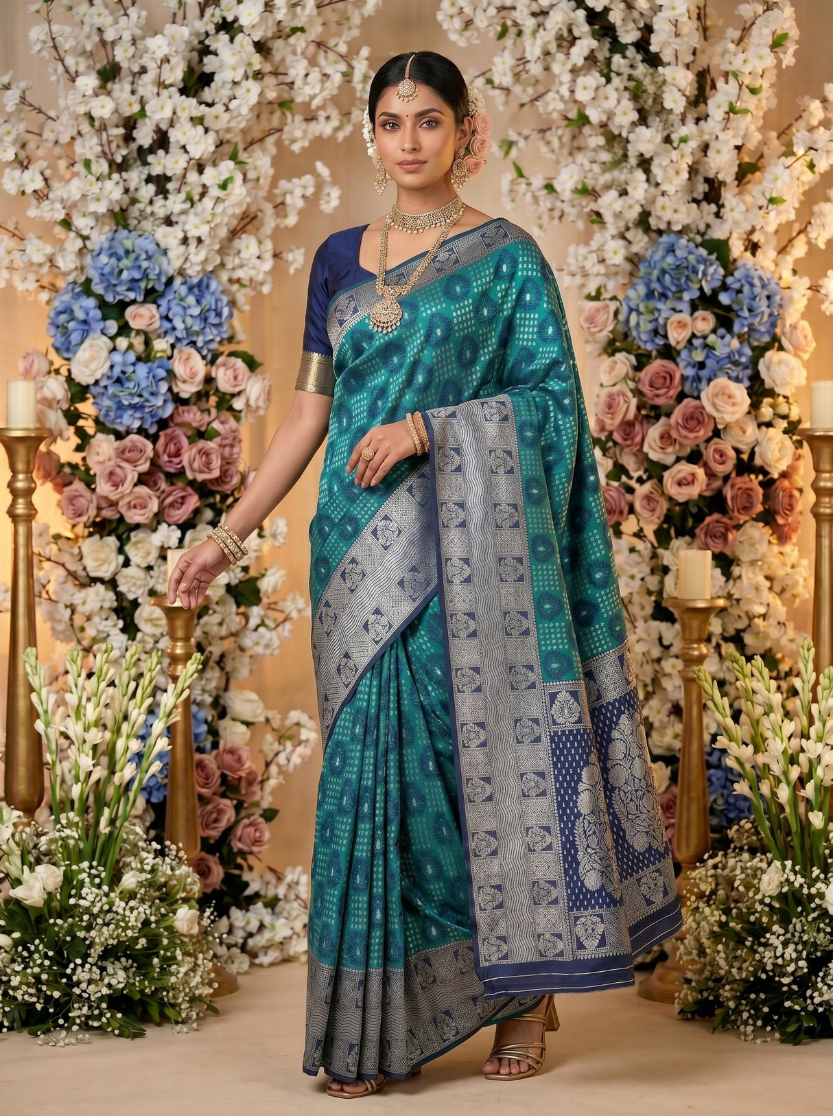 MIMOSA Sapphire Banarasi Art Silk Saree — pose 9 styling detail
