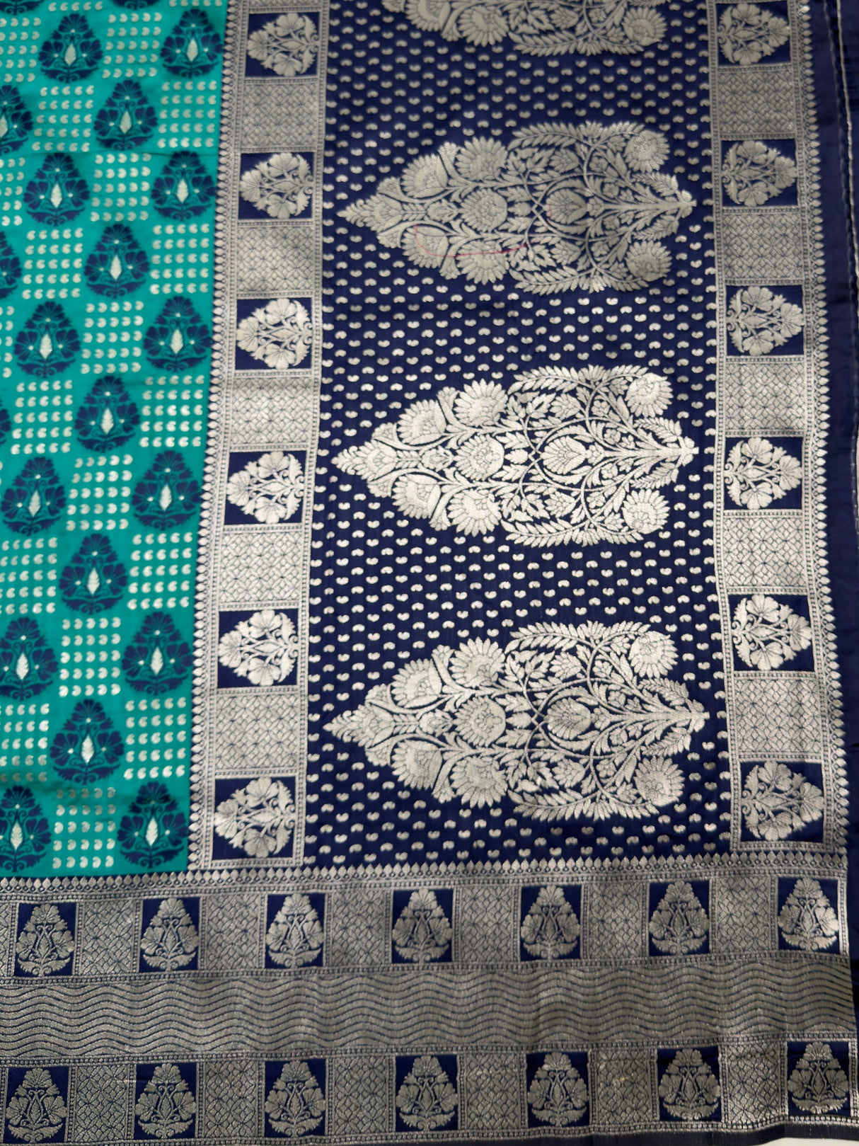 MIMOSA Sapphire Banarasi Art Silk Saree — pallu and zari work detail