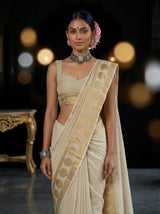 MIMOSA White Kanjivaram Saree — pose 10 styling detail