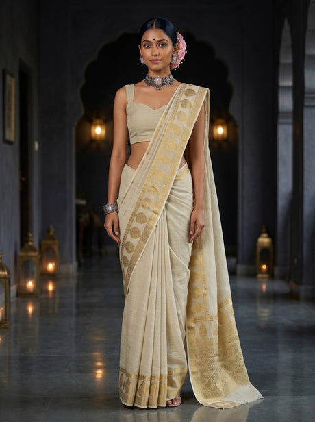 White Art Silk Saree