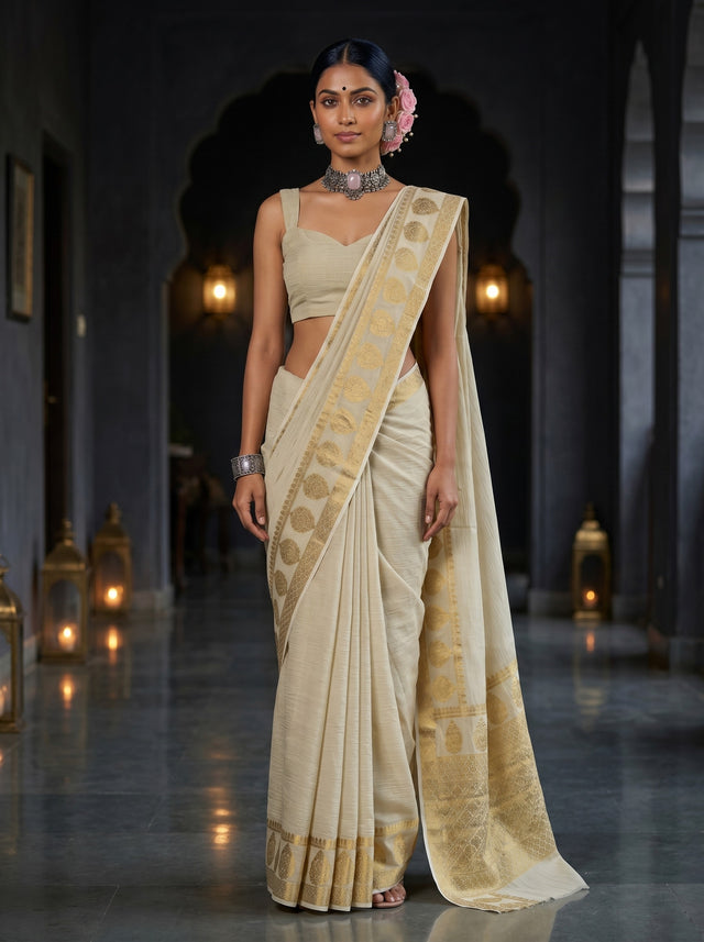White Art Silk Saree