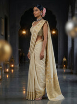 MIMOSA White Kanjivaram Saree — pose 3 styling detail
