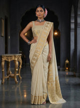 MIMOSA White Kanjivaram Saree — pose 4 styling detail