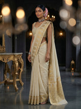 MIMOSA White Kanjivaram Saree — pose 5 styling detail