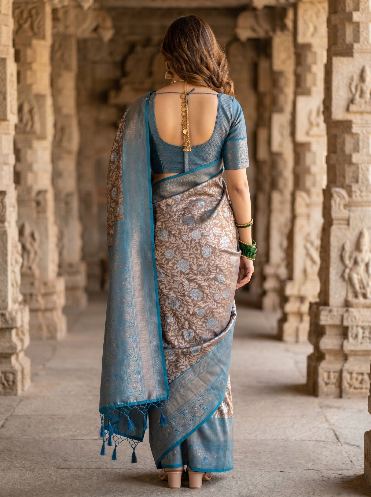 MIMOSA Ananda Kanjivaram Art silk Saree — Blouse fabric detail