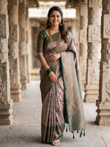 MIMOSA Green Kanjivaram Art silk Saree — Mannequin draped view