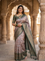 MIMOSA Green Kanjivaram Art silk Saree — Model lifestyle view