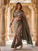 MIMOSA Green Kanjivaram Art silk Saree — pose 7 styling detail