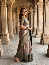 MIMOSA Green Kanjivaram Art silk Saree — pose 9 styling detail