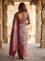 MIMOSA Magenta Kanjivaram Art silk Saree — Blouse fabric detail