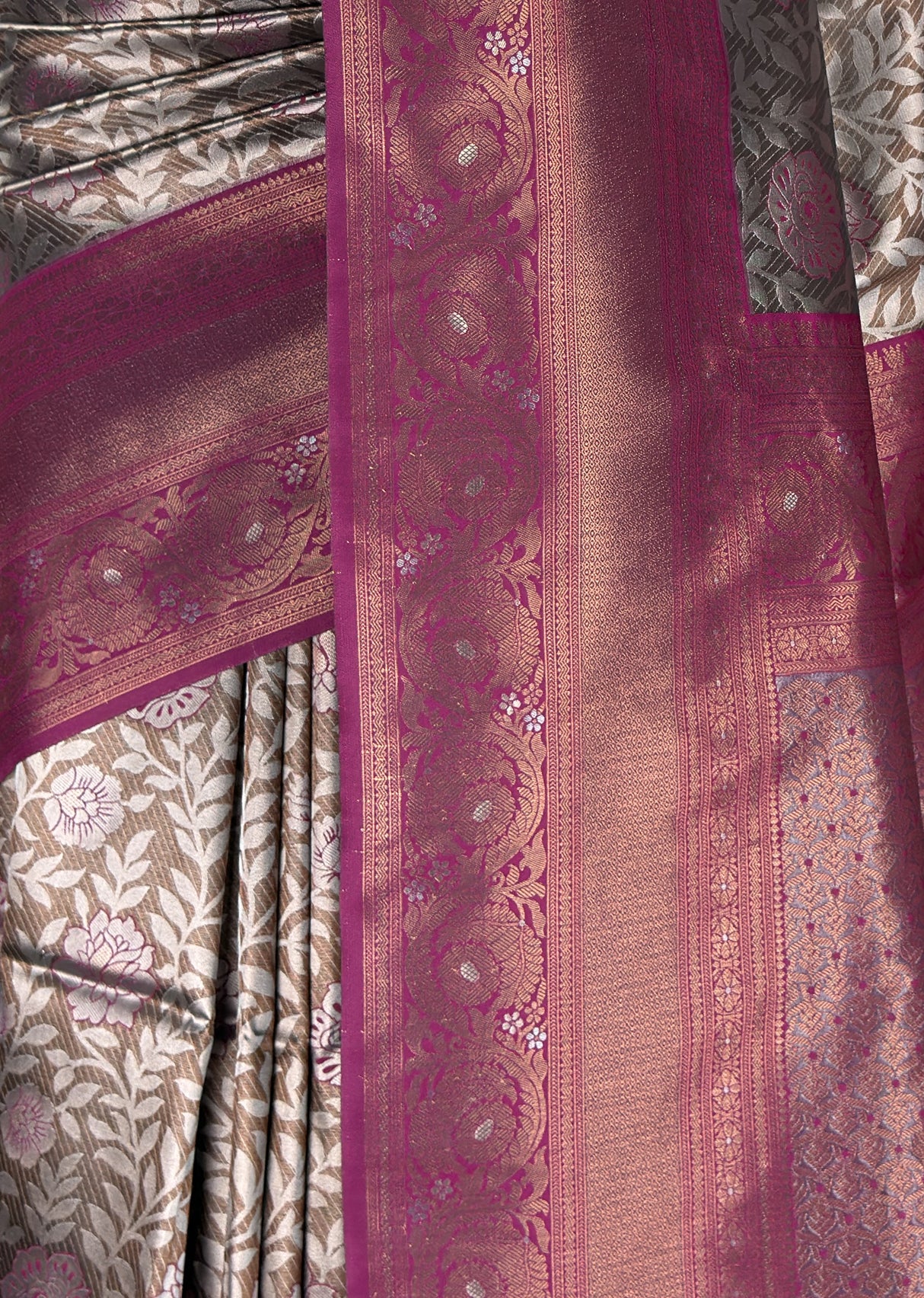 MIMOSA Magenta Kanjivaram Art silk Saree — fleets shot full lifestyle