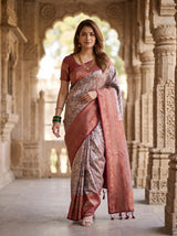 MIMOSA Maroon Kanjivaram Art silk Saree — pose 6 styling detail