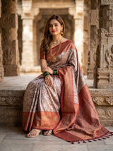 MIMOSA Maroon Kanjivaram Art silk Saree — pose 8 styling detail