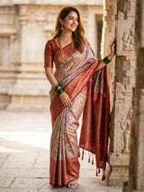MIMOSA Maroon Kanjivaram Art silk Saree — pose 9 styling detail