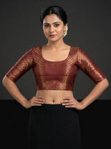 MIMOSA Maroon Kanjivaram Art silk Saree — blouse close-up