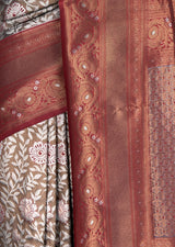 MIMOSA Maroon Kanjivaram Art silk Saree — fleets shot full lifestyle