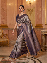 MIMOSA Navy Kanjivaram Art silk Saree — pose 7 styling detail