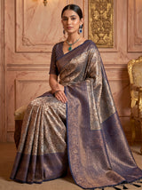 MIMOSA Navy Kanjivaram Art silk Saree — pose 8 styling detail