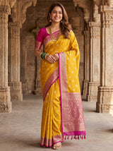 MIMOSA Parrot Royal Blue Mysore Silk crepe Saree — Draped Mannequin View