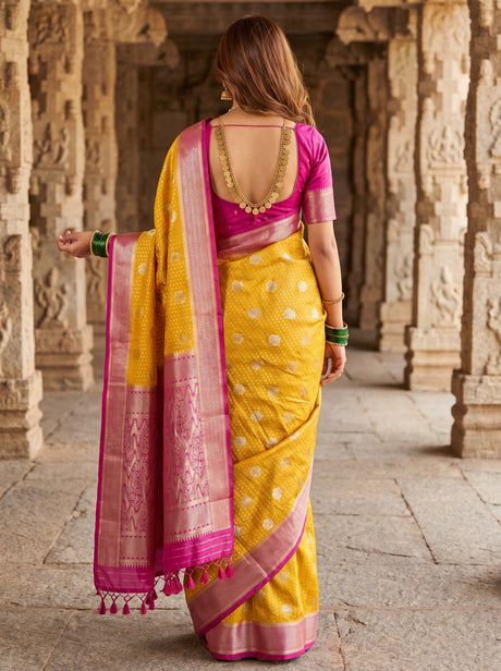 MIMOSA Parrot Royal Blue Mysore Silk crepe Saree — Unstitched Blouse Fabric