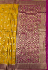 MIMOSA Parrot Royal Blue Mysore Silk crepe Saree — pallu and zari work detail
