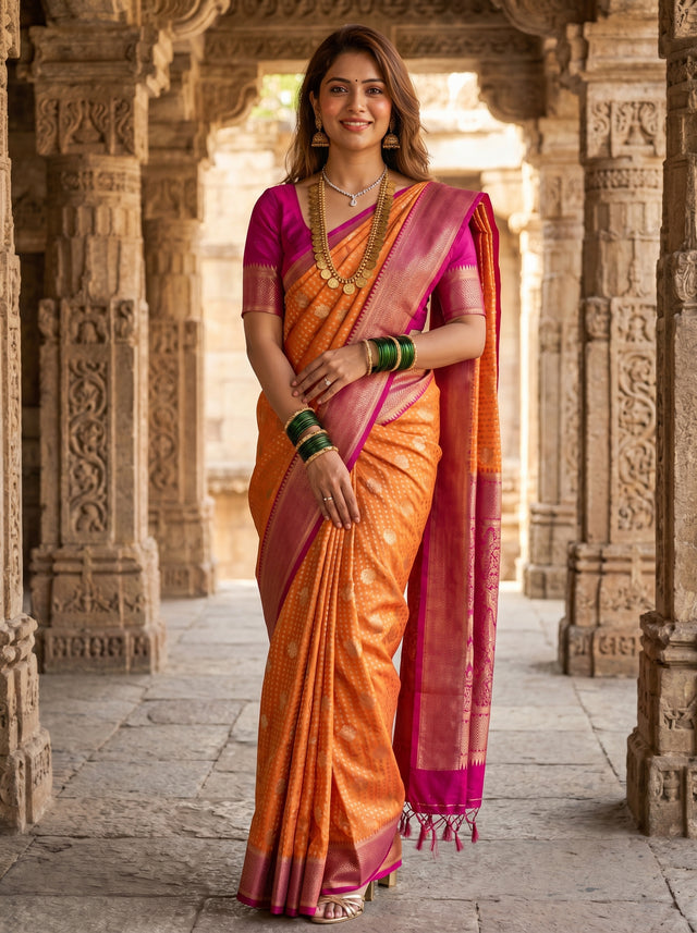 MIMOSA Parrot Royal Blue Mysore Silk crepe Saree — Draped Mannequin View