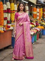 MIMOSA Parrot Royal Blue Mysore Silk crepe Saree — Draped Mannequin View
