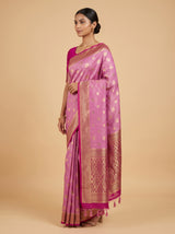 MIMOSA Parrot Royal Blue Mysore Silk crepe Saree — Pallu and Body Detail