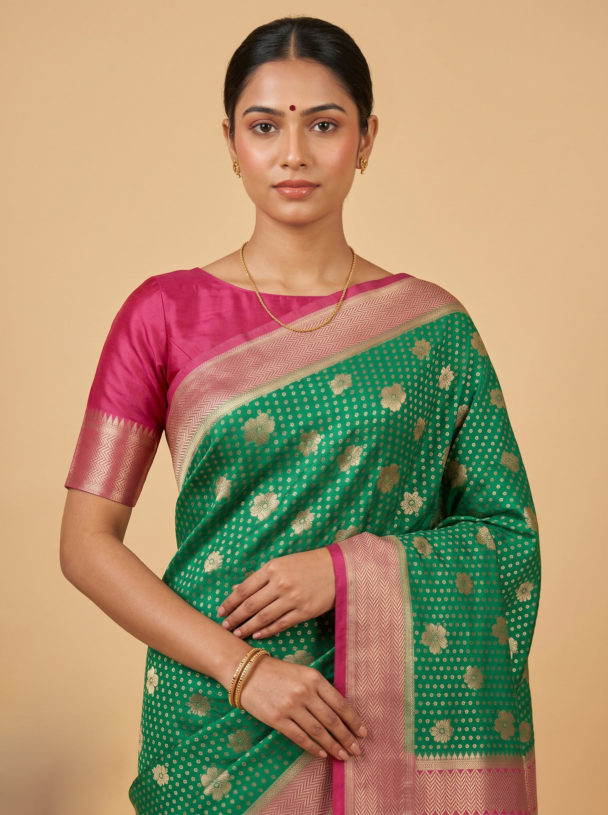MIMOSA Parrot Royal Blue Mysore Silk crepe Saree — pose 10 styling detail