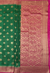 MIMOSA Parrot Royal Blue Mysore Silk crepe Saree — pallu and zari work detail