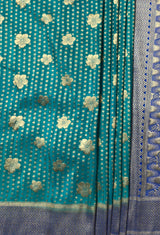 MIMOSA Parrot Royal Blue Mysore Silk crepe Saree — fleets shot full lifestyle