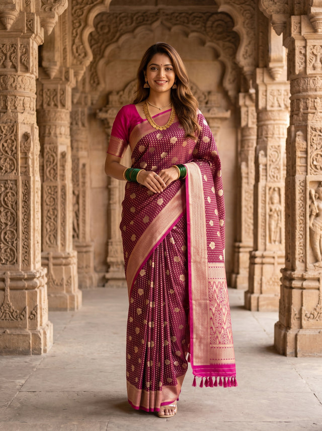 MIMOSA Parrot Royal Blue Mysore Silk crepe Saree — Draped Mannequin View