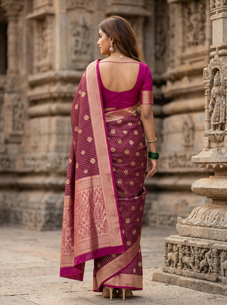 MIMOSA Parrot Royal Blue Mysore Silk crepe Saree — Unstitched Blouse Fabric