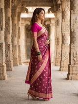 MIMOSA Parrot Royal Blue Mysore Silk crepe Saree — Pallu and Body Detail