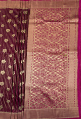 MIMOSA Parrot Royal Blue Mysore Silk crepe Saree — pallu and zari work detail