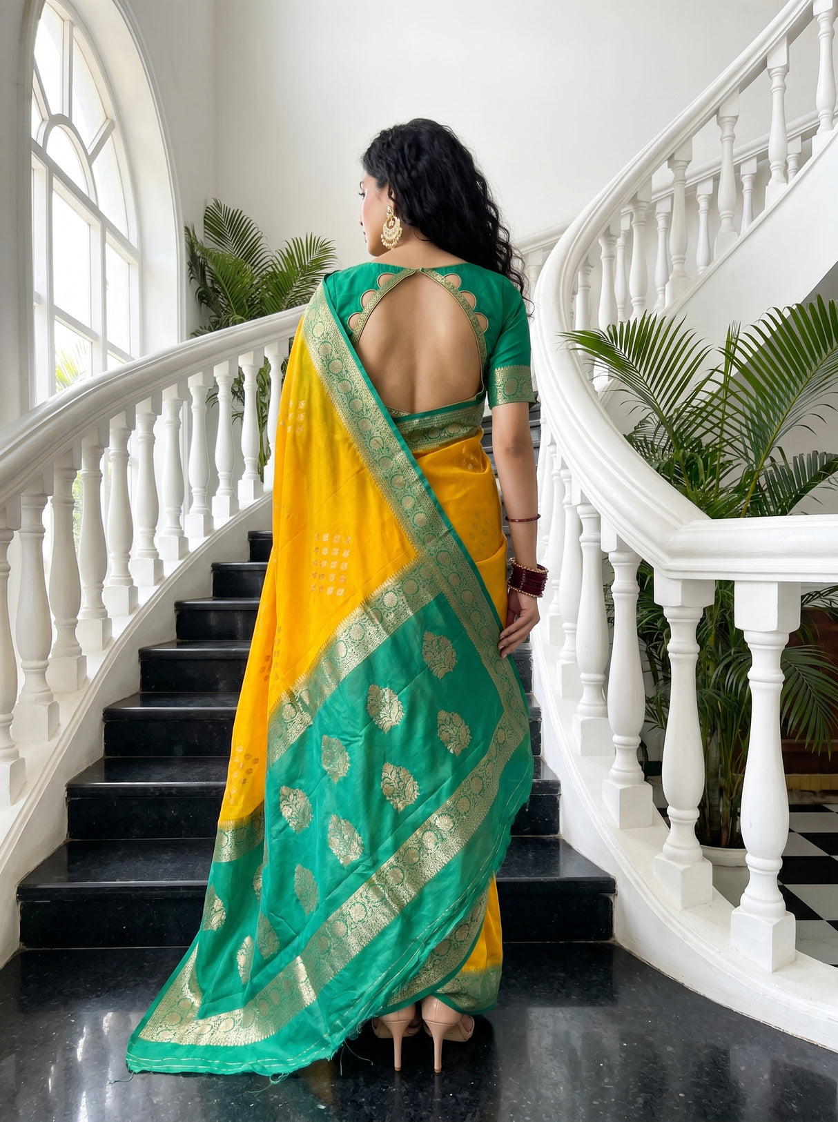MIMOSA Gold Mysore Silk crepe Saree — Blouse piece detail