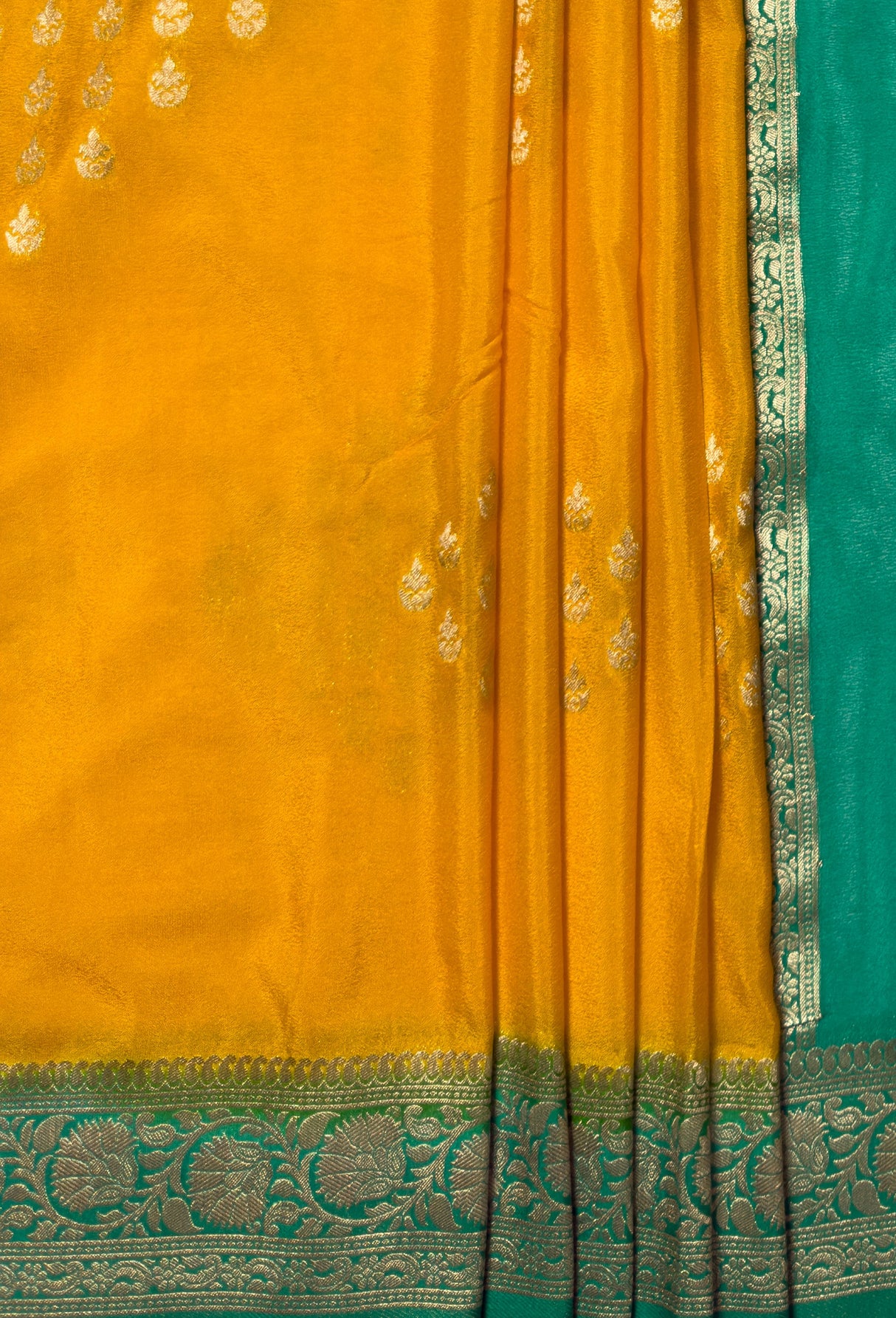 MIMOSA Gold Mysore Silk crepe Saree — fleets shot full lifestyle