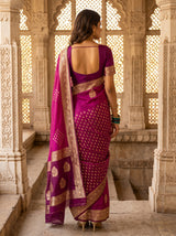 MIMOSA Magenta Mysore Silk crepe Saree — Blouse piece detail