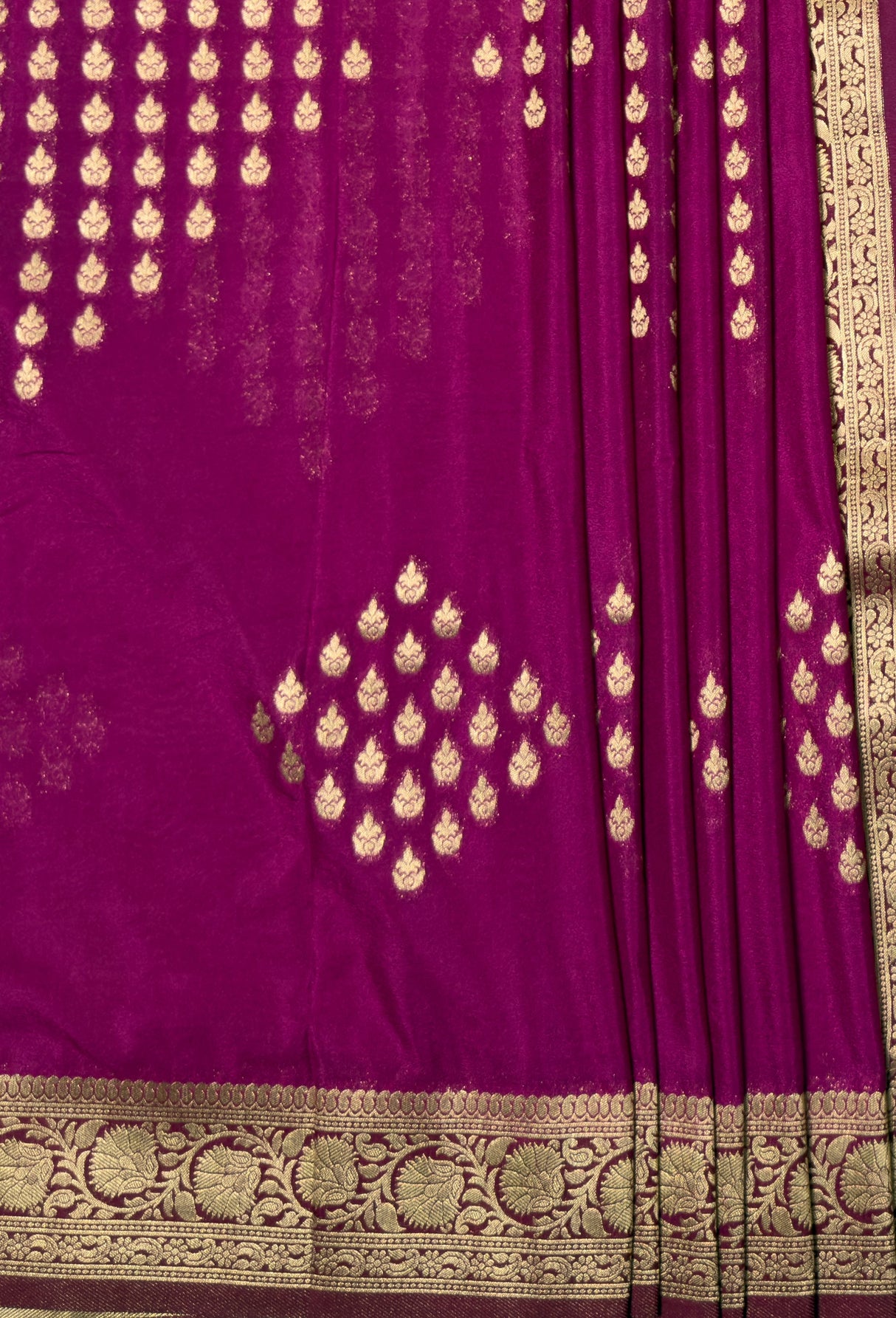 MIMOSA Magenta Mysore Silk crepe Saree — fleets shot full lifestyle