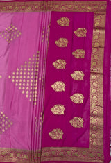 MIMOSA Pink Mysore Silk crepe Saree — pallu and zari work detail