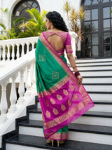 MIMOSA Rama Mysore Silk crepe Saree — Blouse piece detail