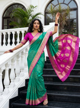 MIMOSA Rama Mysore Silk crepe Saree — pose 4 styling detail