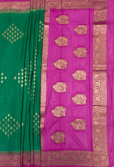 MIMOSA Rama Mysore Silk crepe Saree — pallu and zari work detail